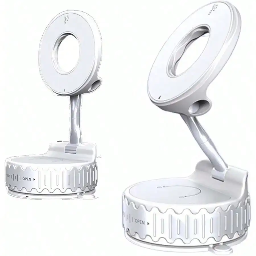 

Upgraded Vacuum Magnetic Phone Mount - 360 Rotation, Foldable Residue- Fits 12-16 Pro/ Most Smartphones (White)