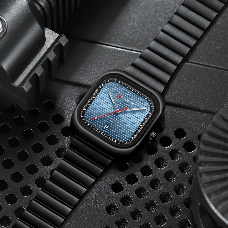 Curren 8460 Męski zegarek z bezpłatną wysyłką Kwadratowy modny stalowy zegarek męski Zegarek kwarcowy часы мужские наручные