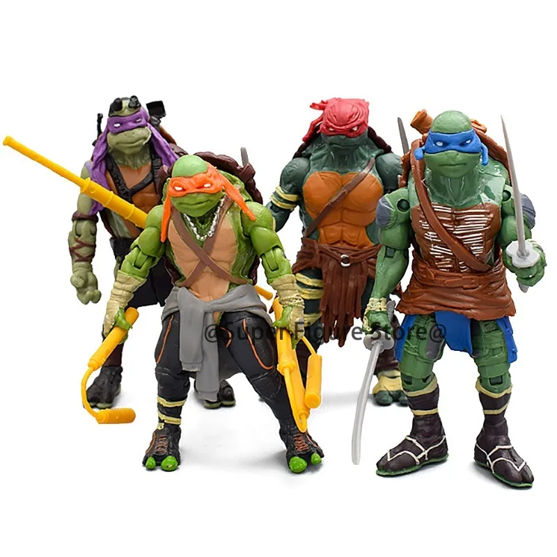 4 unids/set Tortugas Ninja figura de acción película TMNT Donatello Leonardo figura móvil modelo juguetes colección de PVC decoraciones de pasteles