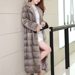 2023 New Fashion Coat Real Mink Whole Fur Women Coat Jacket Long mink fur coat Winter Thick Warm Female Mink Fur Jacket