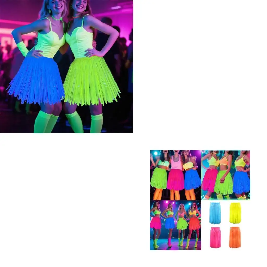 

652F Neons Party Decoration Belly Dance Hip Scarf Skirt Sparkly Tassels Wrap Skirt Rave Costume for Wedding Birthday Concert
