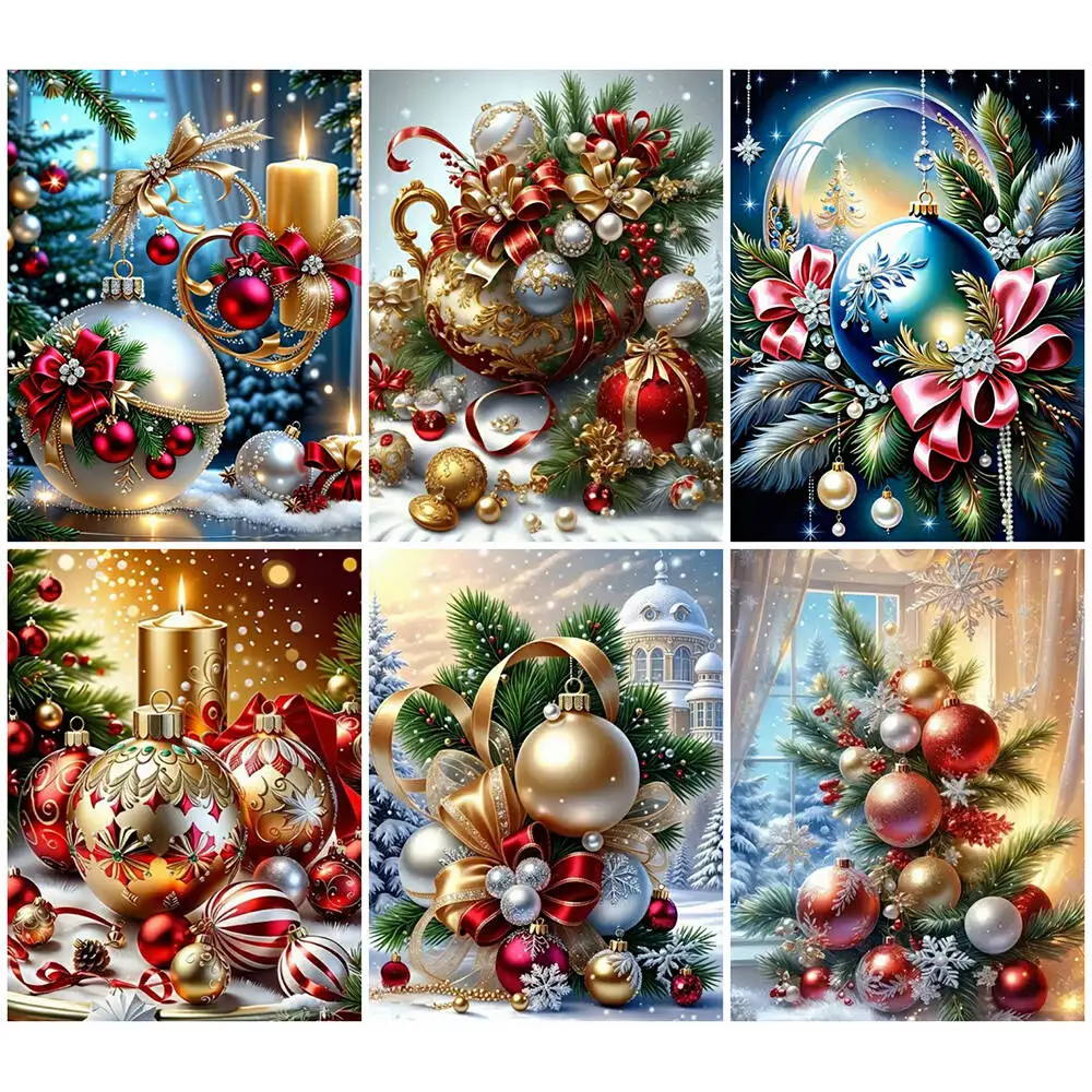 DIY diamond painting Christmas ball full diamond embroidery candle mosaic suitable for adult beginners home decoration