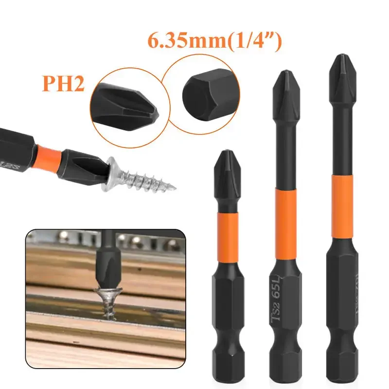 6 개/대 25 50 65 70 90 150mm 충격 강력한 자기 배치 헤드 크로스 고경도 핸드 드릴 비트 나사 전기 스크루 드라이버