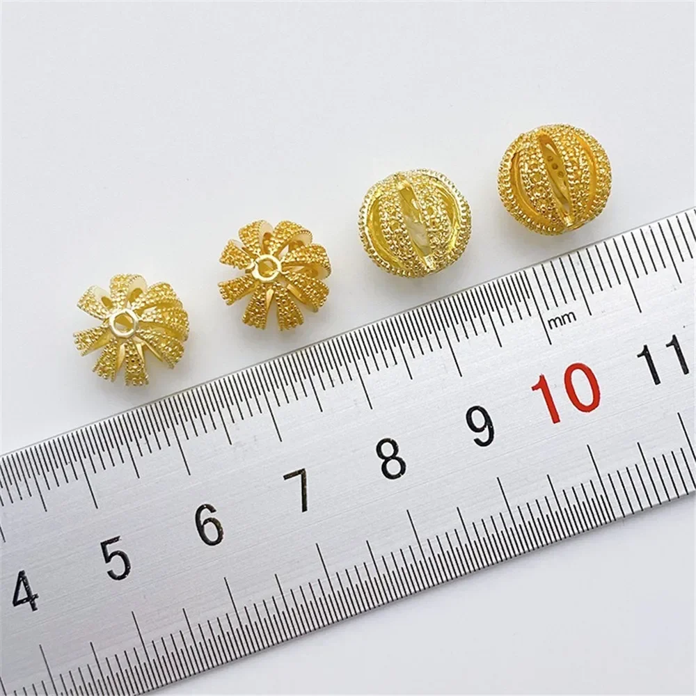 14K Gold-plated Hollow Flower Ball Beads Watermelon Beads Separated Beads Handmade DIY Bracelet Jewelry Materials Accessories