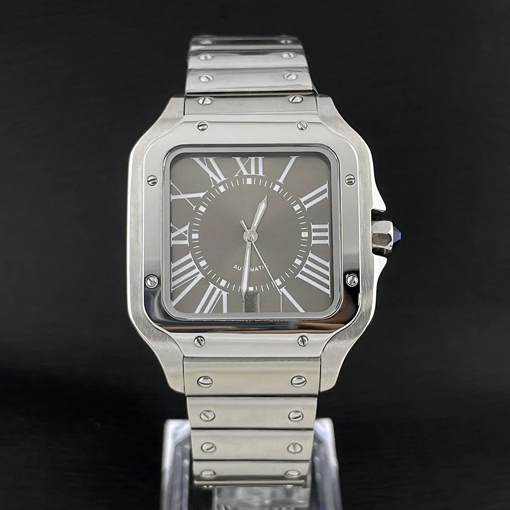Nuevo reloj NH35 para hombre, caja cuadrada, esfera romana, fecha a las 6 en punto, esfera adecuada para reloj con movimiento NH35