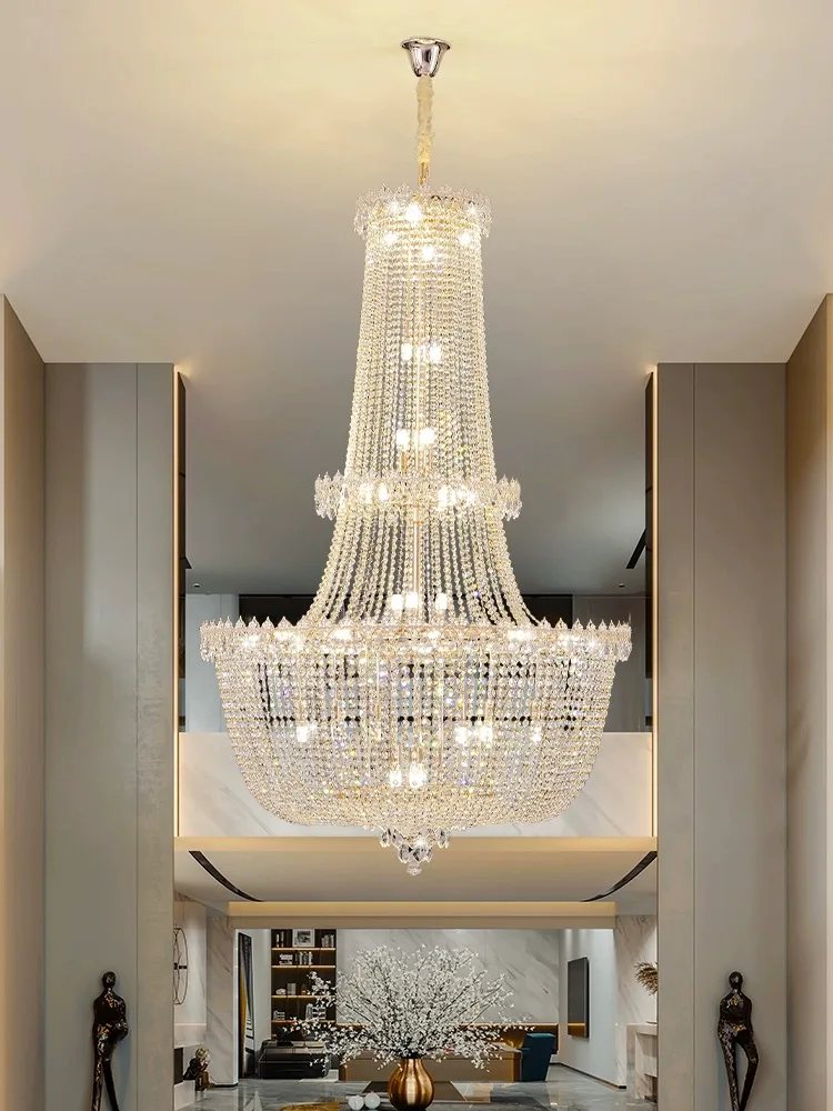 Imagem -05 - Modern k9 Crystal Duplex Chandelier Grande Iluminação Decoração do Lar Villa Teto Sala de Estar Novo 2024