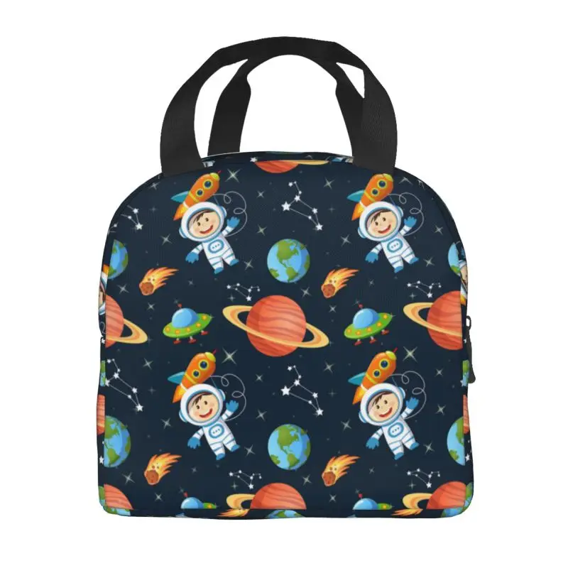 Space Universe Astronaut Insulated Lunch Bag for Women Leakproof UFO Spaceship Cooler Thermal Lunch Tote Office Picnic Travel