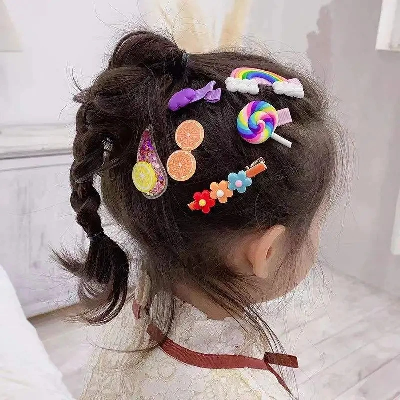 14Pcs/Set Cartoon Baby Hair Clip Set Flower Fruit Baby Girls Barrettes Cartoon Ice Cream Candy Hairpins Kids Hair Accessories