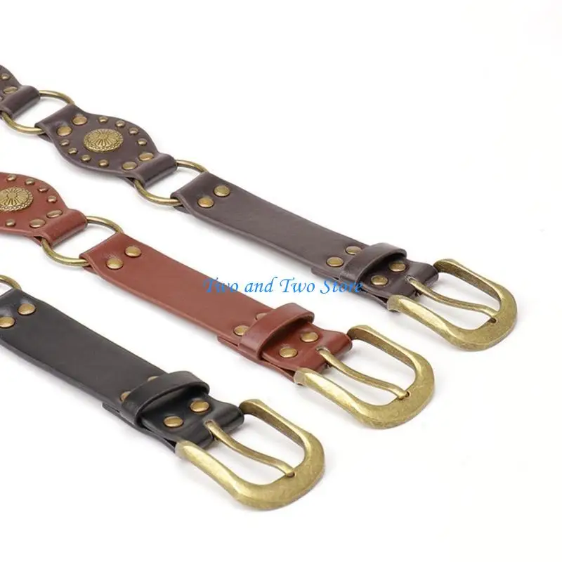 HX6F поясной ремень в стиле рок-н-ролл с крутой резьбой и шипами для ковбоя