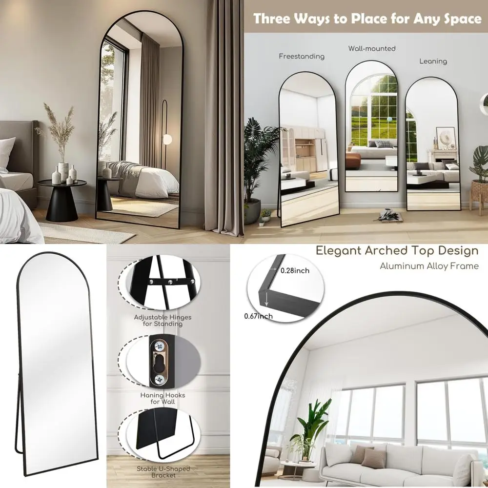 Moderne vloerstaande spiegel over de volledige lengte, frame van 71x30 aluminiumlegering, vrijstaande wandspiegel voor moderne lichaamsreflectie