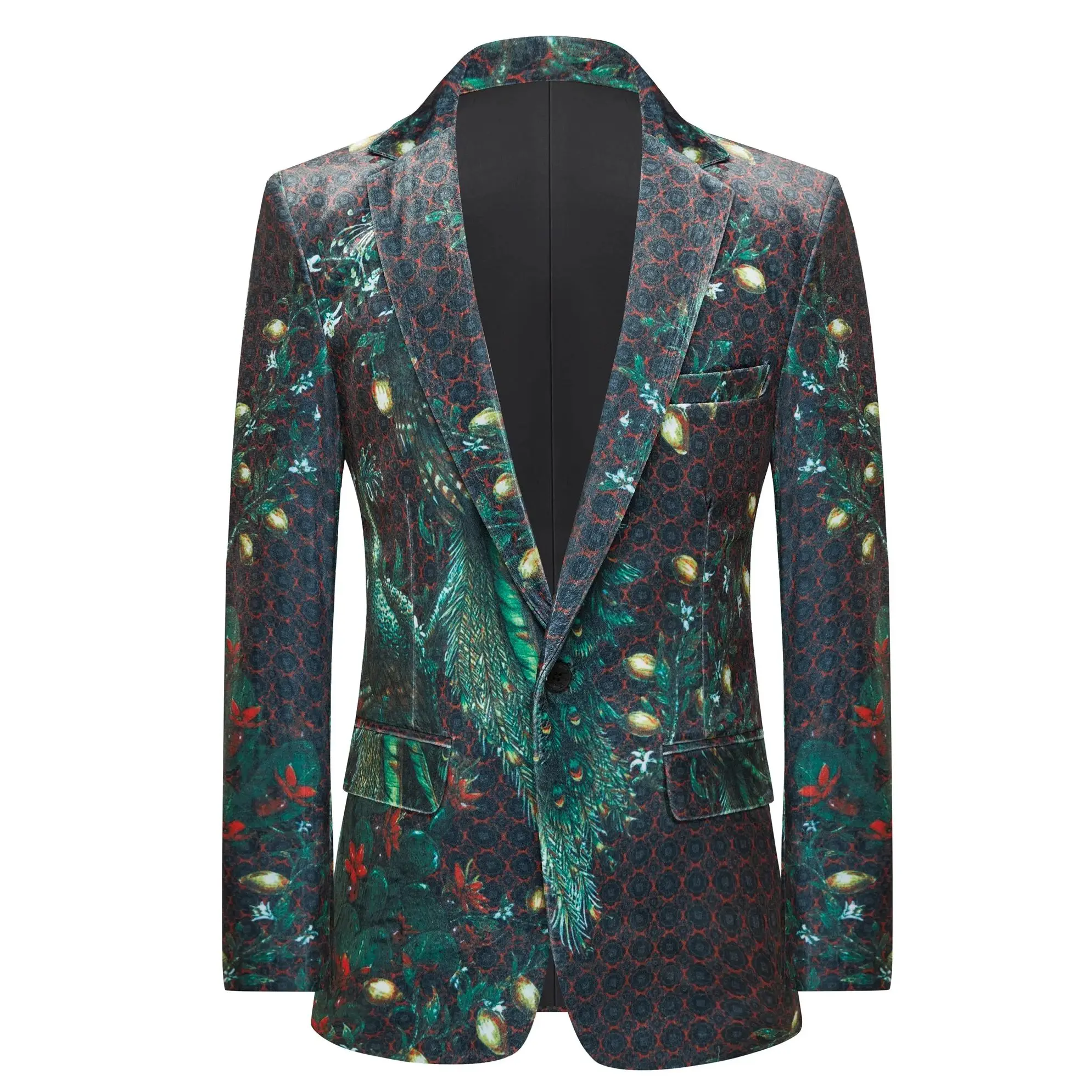 

Men's Suits Casual Coat Elegant party dresses Peacock pattern One Button Notched lapel high-quality slim jackets stage costume