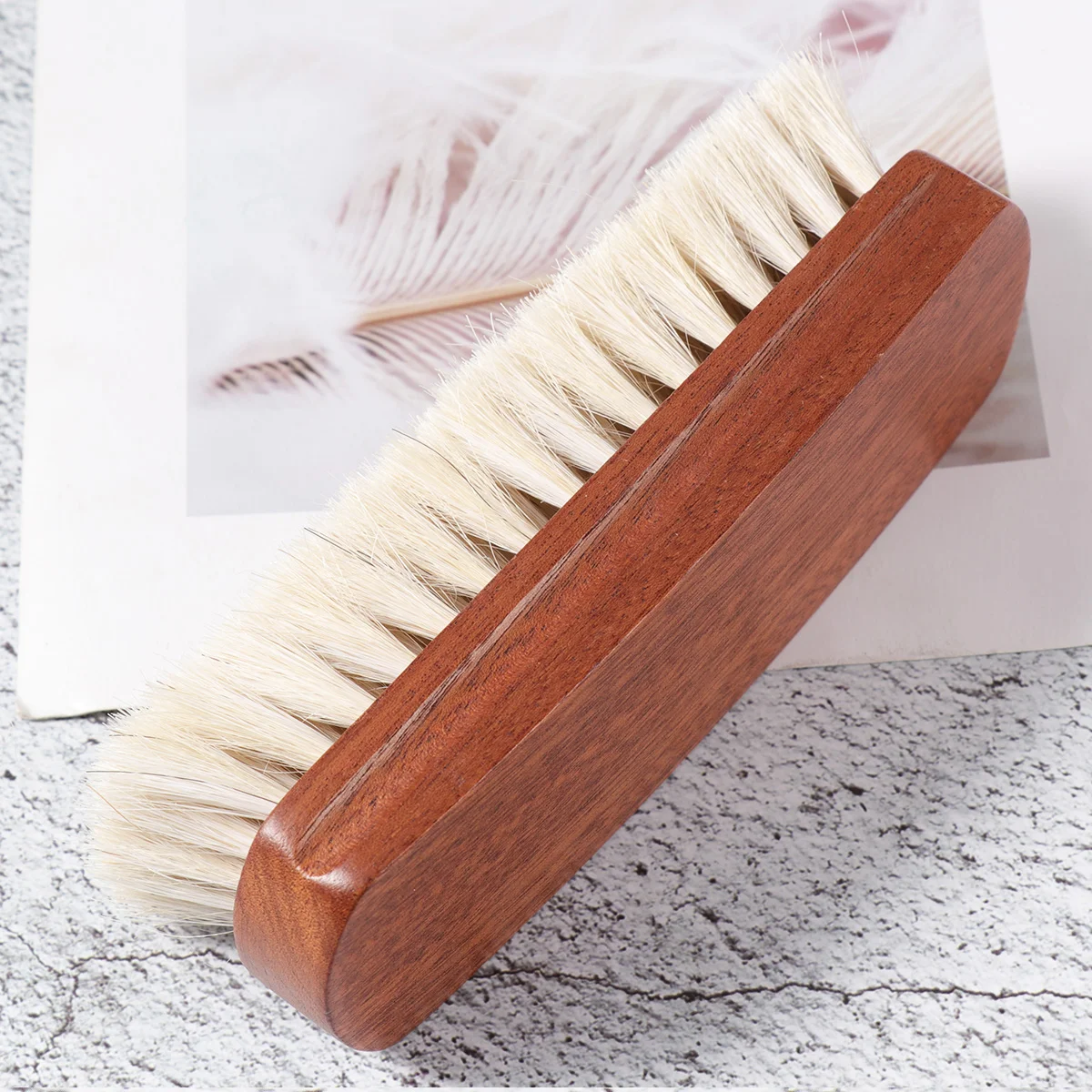 Dedusting Solid Wood Shoe Brush Shoes Wooden Coat Horse Hair Handle Polishing Shoe-Shiner