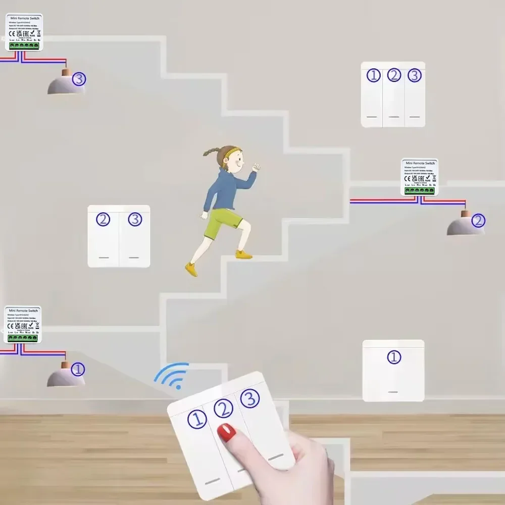 RF433 MHz Smart Switch Relaisempfänger 1/2/3Gang Wandpaneel & Mini Round Panel Drahtlose Fernbedienung Schalter Automatisierungsmodul
