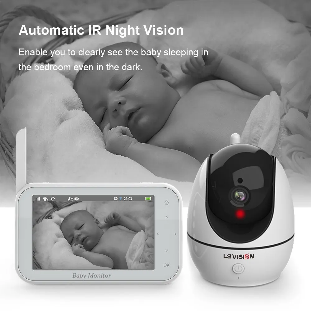 Imagem -02 - Vision Baby Monitor para Crianças Motion Potection Cmera Tela Ips Visão Noturna Bateria Cam 2-way Talk Rotação Automática 43 ls