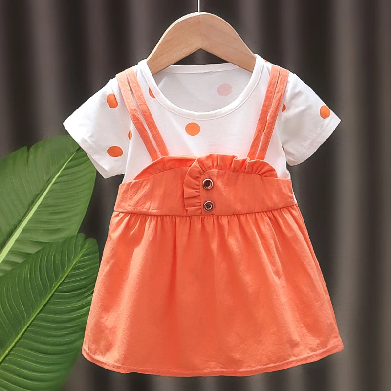 Summer Baby Girl Dress Children Clothes Short Sleeve Dot Princess Dress Casual A-Line Kid Girl Dress Infant Outfit Toddle A1007