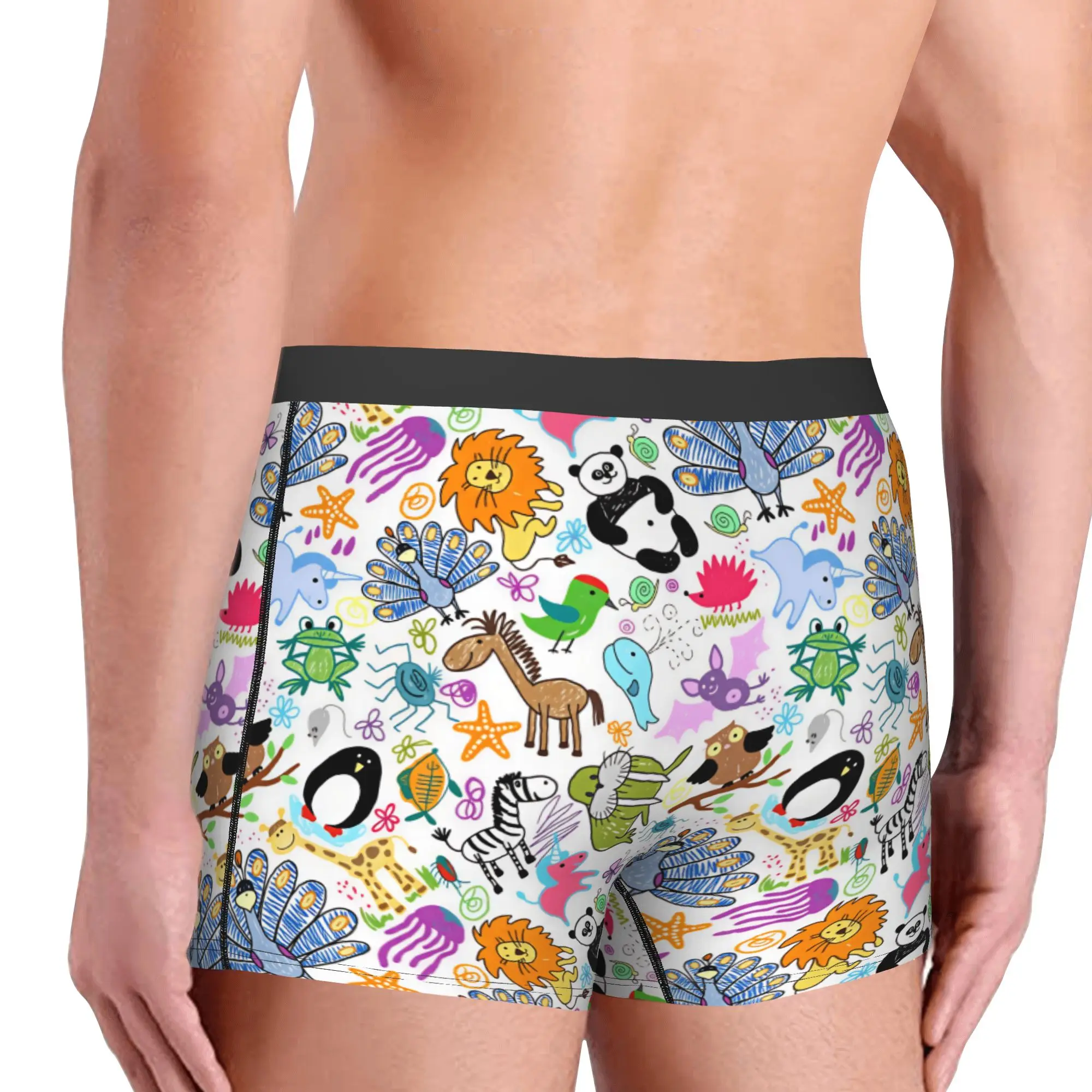 Male Novelty Panda Owl Giraffe Unicorn Underwear Penguin Jellyfish Boxer Briefs Breathable Shorts Panties Underpants