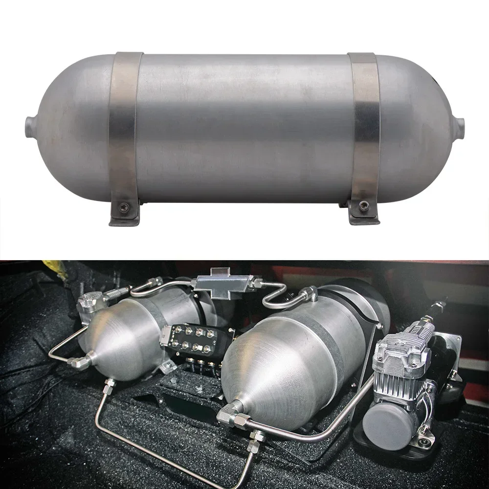 Automotive Air Storage Tank 1/4NPT Large Capacity Aluminum Torpedo Air Suspension image 4