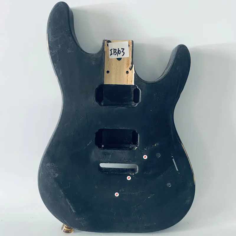 IB103 Paint&Wood Damages Black Color ST Guitar Body 2 Humbucker Pickups Custom Bridges DIY Replace Parts