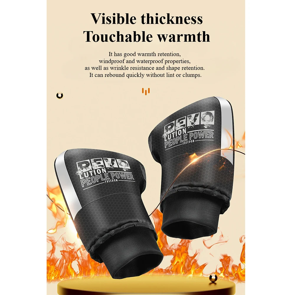 Winter Motorcycle Snow And Waterproof Warm Handlebars Outdoor Velvet-lined Thickened With Gloves Riding Reflective