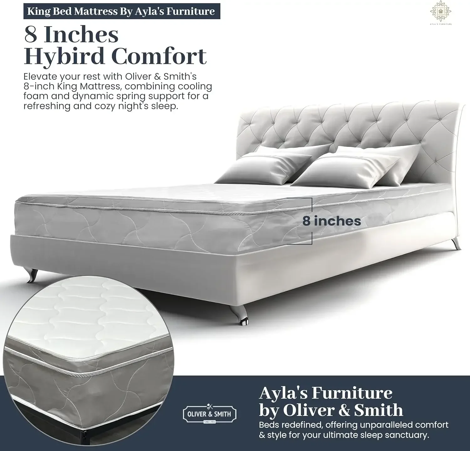 King Size Mattress- 8 Inch Hybrid King Mattress with High Density & Comfort Cold Foam with Continuous Coil Bonnell