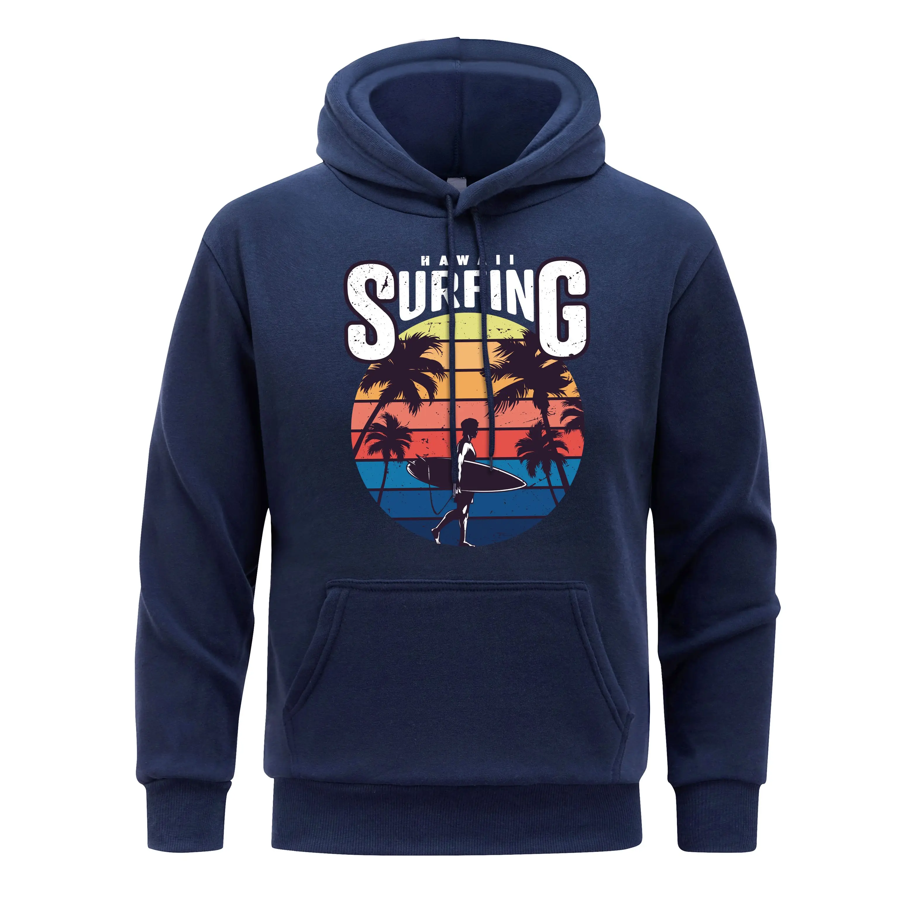 Nawall Surfing Men Hooded Cartoon Characters Go Surfing Hoody Fleece fur-liner Hoodie Man Casual Soft Spring Autumn Clothing