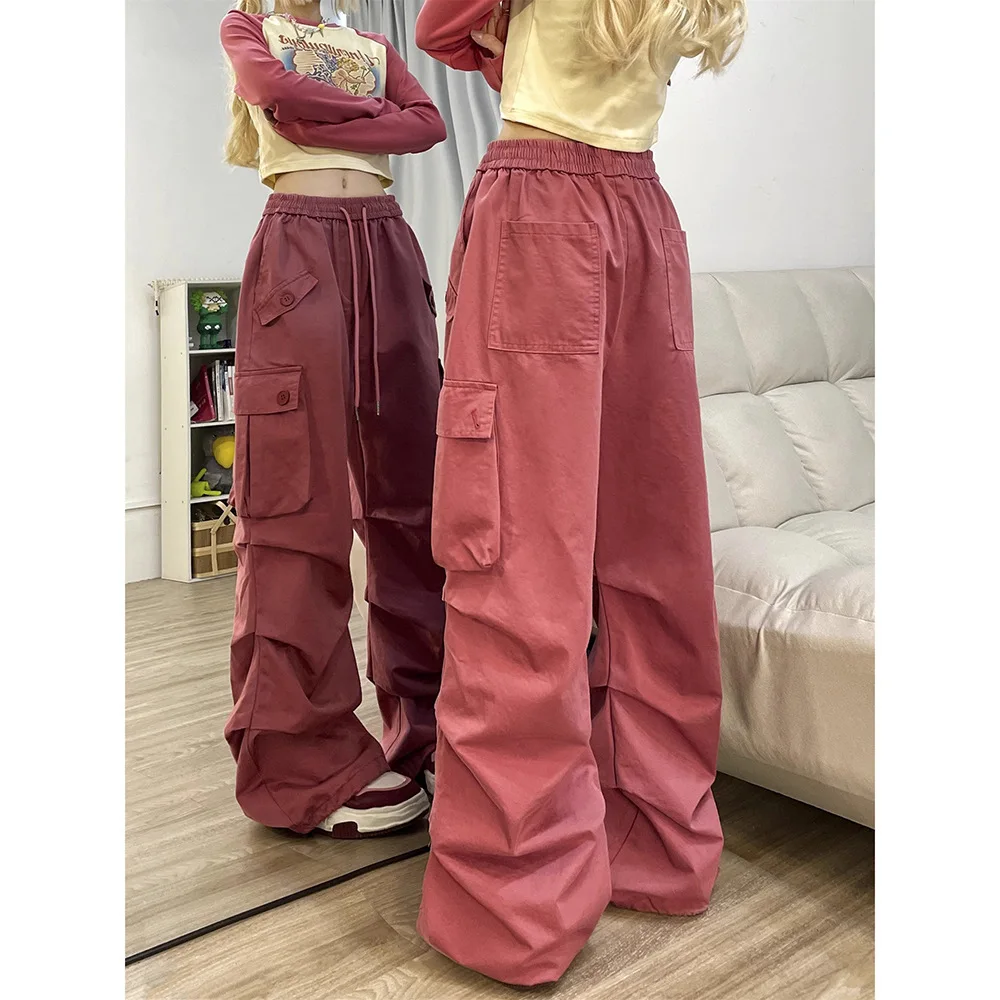 Women's Pants Cargo Casual Pleated Hip Hop Trendy Harajuku Baggy Pants Grunge Emo Y2k Sweatpants Street Wear Trousers Female 90s