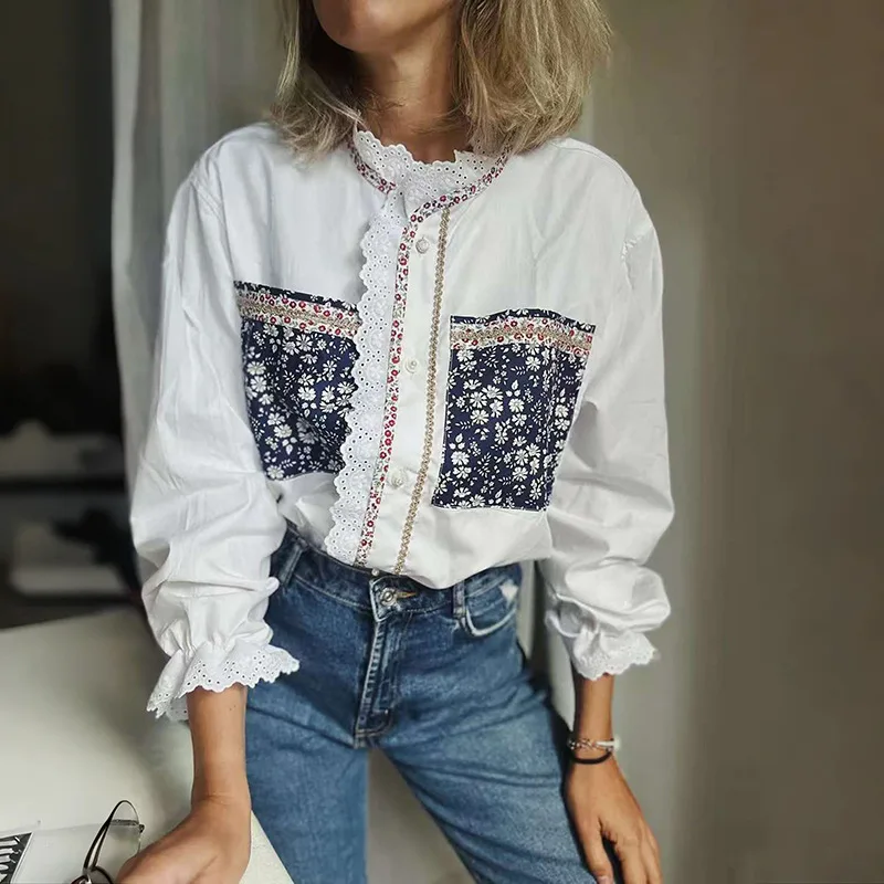 

2025 Spring/Summer Women's New Stand up Collar Shirt Long Sleeve Single breasted Women's Elegant Top