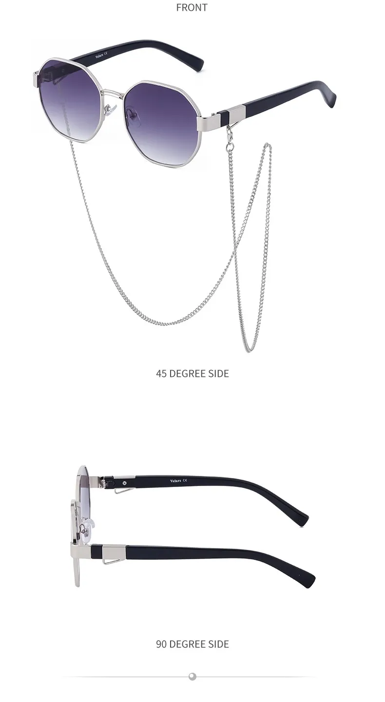 Achteck Vintage Sonnenbrille Frauen mit Kette Luxusmarke sexy quadratische Sonnenbrille für Damen Punk Brillen Sonnenbrillen uv400 – Detail 13