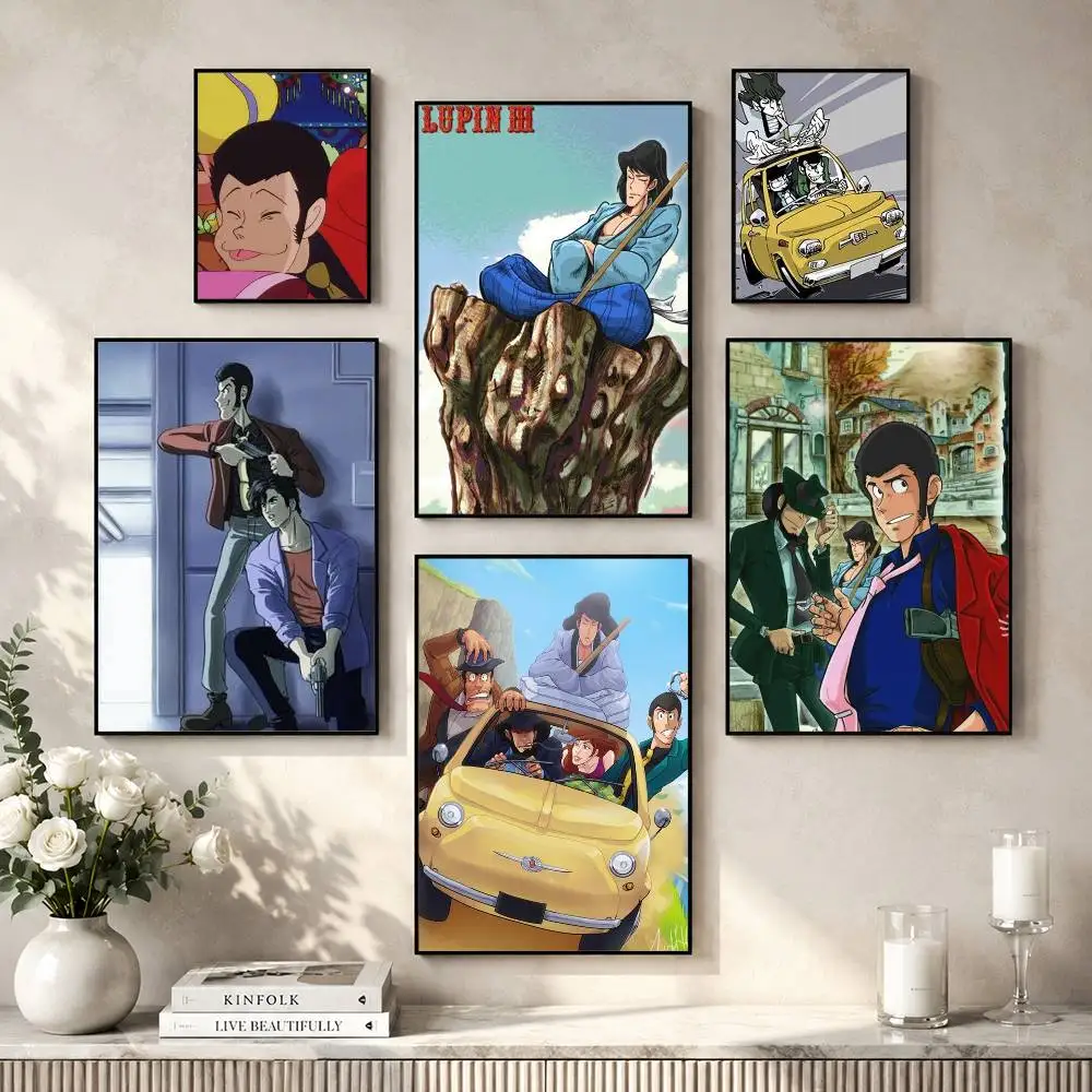 Classic Anime L-Lupin The Third Poster Versatile HD Waterproof Wall Art Self-Adhesive Decor for Any Space Ideal Gift