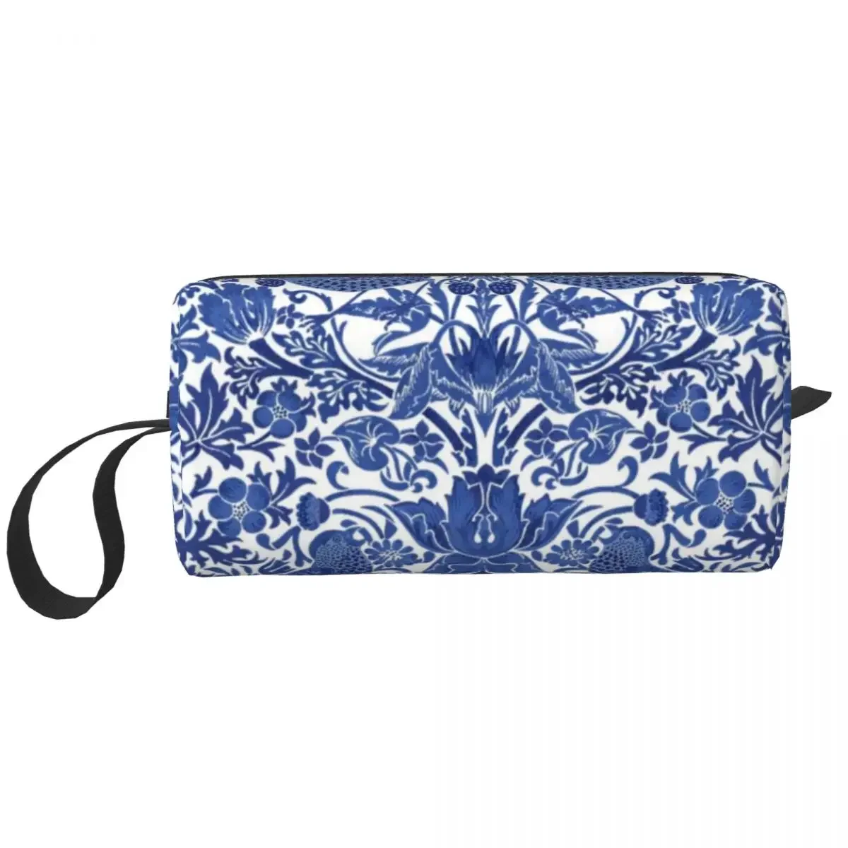 Fashion Porcelain Blue Oriental Bird Pattern Travel Toiletry Bag Women Chinoiserie Makeup Cosmetic Bag Beauty Storage Dopp Kit