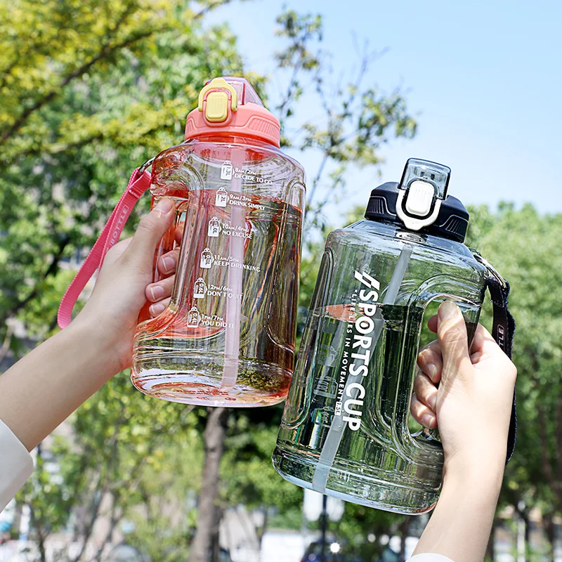 

1.5L Large Capacity PC Fitness Cup Drinking Leak-proof Bottle Portable Sports Water Bottle with Time Marker for Fitness Gym