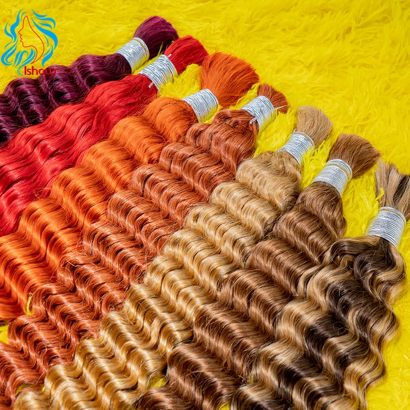 No Weft Highlight Deep Wave Human Hair Bulk For Braiding Hair Extensions Cabelo Humano 100% Natural Virgin Unprocessed Hair