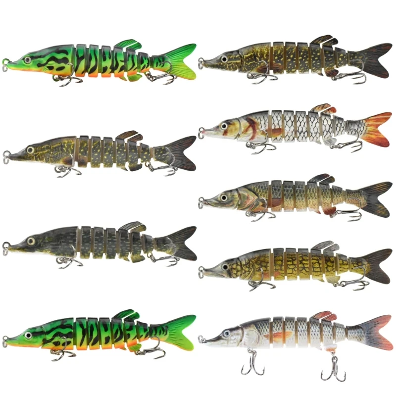 8 Section Pike Lures MultiJointed Swimbaits with Hook Fishings Wobblers Swimbait Baits Simulated Swimming Lures