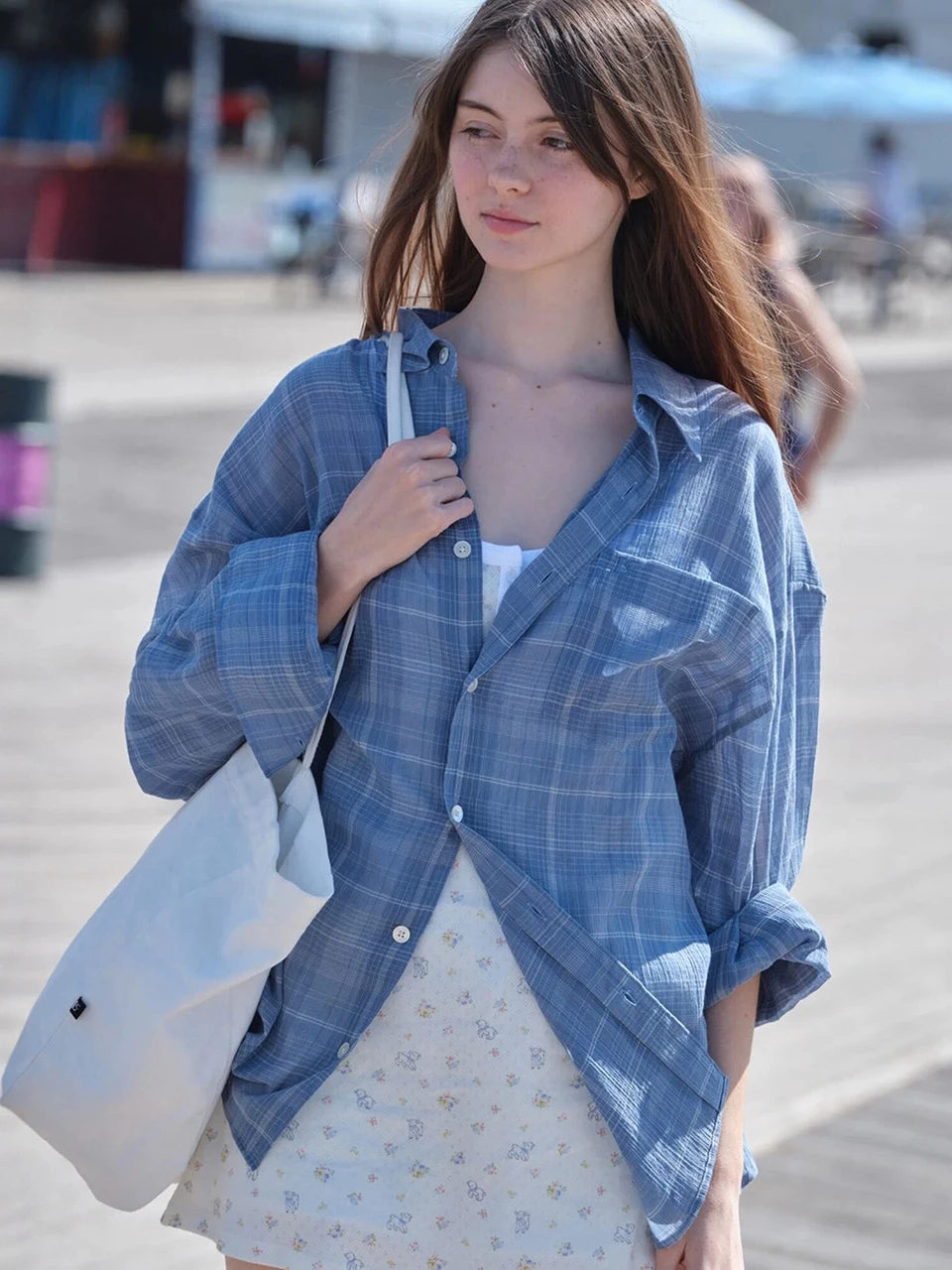 Summer New Women's Plaid Long Sleeve Shirt Loose Lazy Style Casual Cotton Comfortable Cool Sensation Fashionable Simple Design