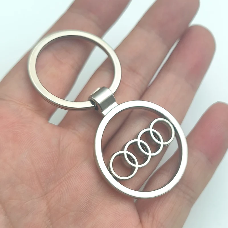 2024 4 Rings Round Hollow Metal Car Logo Keyring Keychain For Audi A1 A3 A4 A5 A6 A7 A8 Q2 Q3 Q5 Q7 S3 S4 S5 S6 S7 Accessories