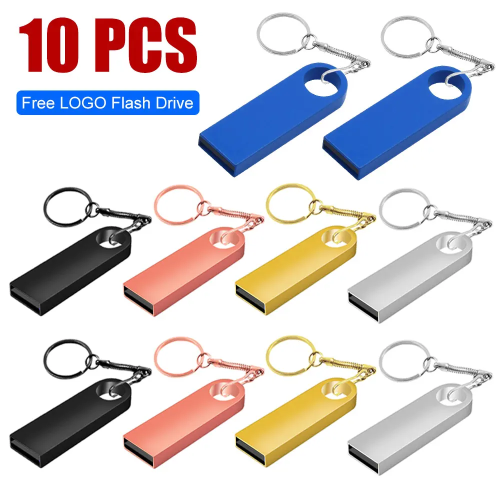 10 Stks/partij Gratis Logo Usb Flash Pen Drive 4Gb 8Gb 16Gb 32Gb Waterdichte Pendrive 64Gb Memory Stick Echte Capaciteit U-Disk Cle Usb