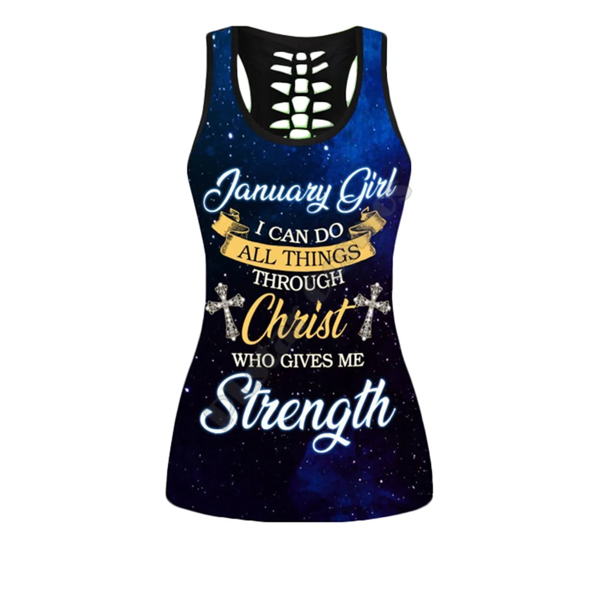 I Can Do All Things Through Christ Who Give Me Strength 3D Print Tank Top+Legging Combo Outfit Yoga Women For Girl January-June