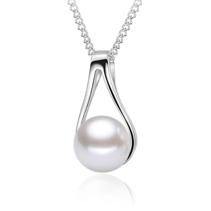 

925 Sterling Silver Stylish Simple Ruyi Pearl Pendant Necklace Birthday Party Anniversary Gift