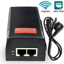 Inyector POE de alta potencia, 1000Mbps, Gigabit, 90W, 4 pares, salida estándar de CC 54V, 100-240V, entrada de alimentación POE para cámara IP CCTV PTZ