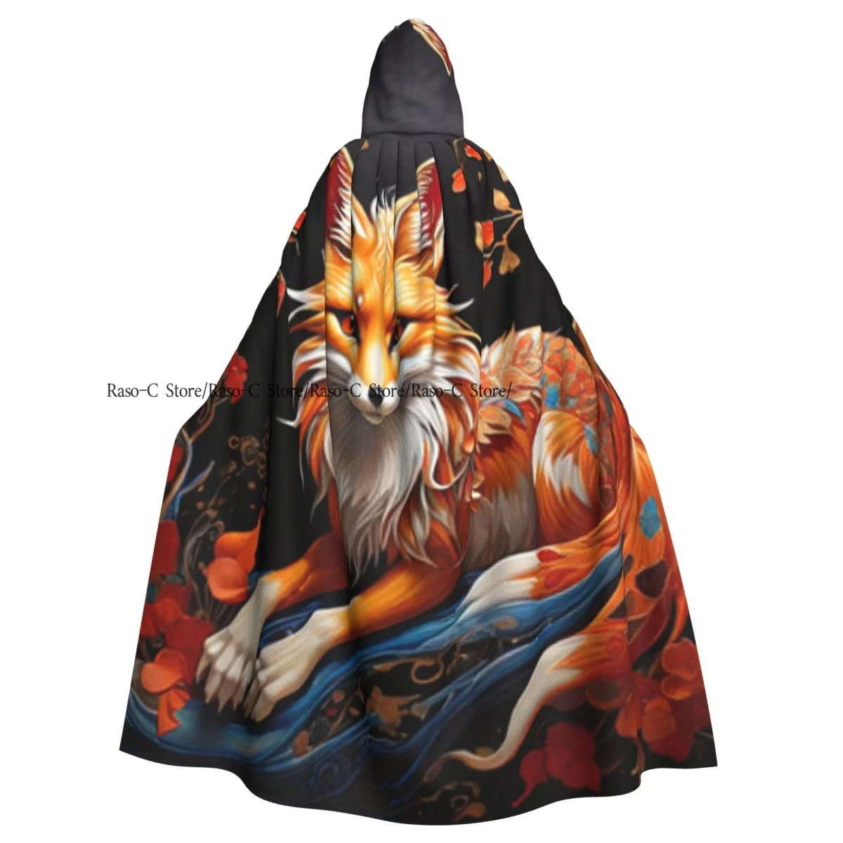 

Adult Cloak Cape Hooded Fox With Autumn Leaves Art Medieval Costume Witch Wicca Vampire Elf Purim Carnival Party