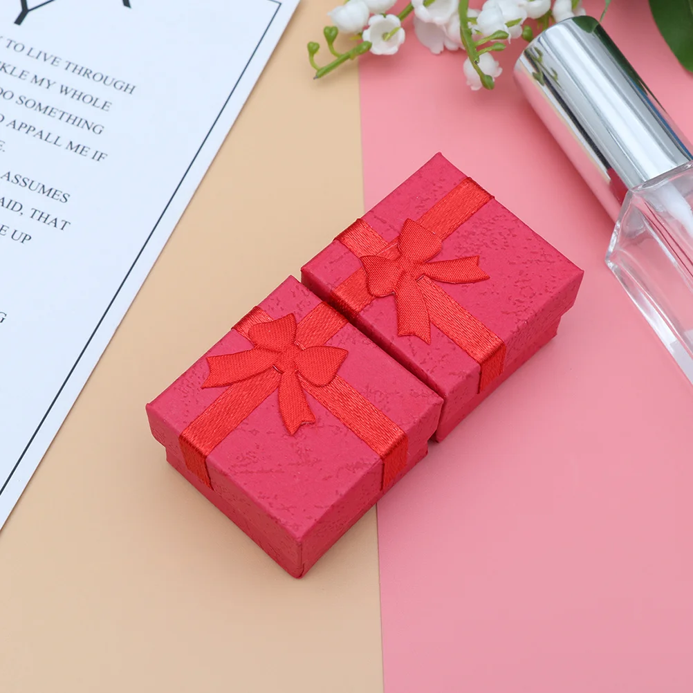 

16Pcs Ring Box for Women Fashion Jewelry Storage Case with Bowknot Decoration Wooden Jewelry Box for Gift