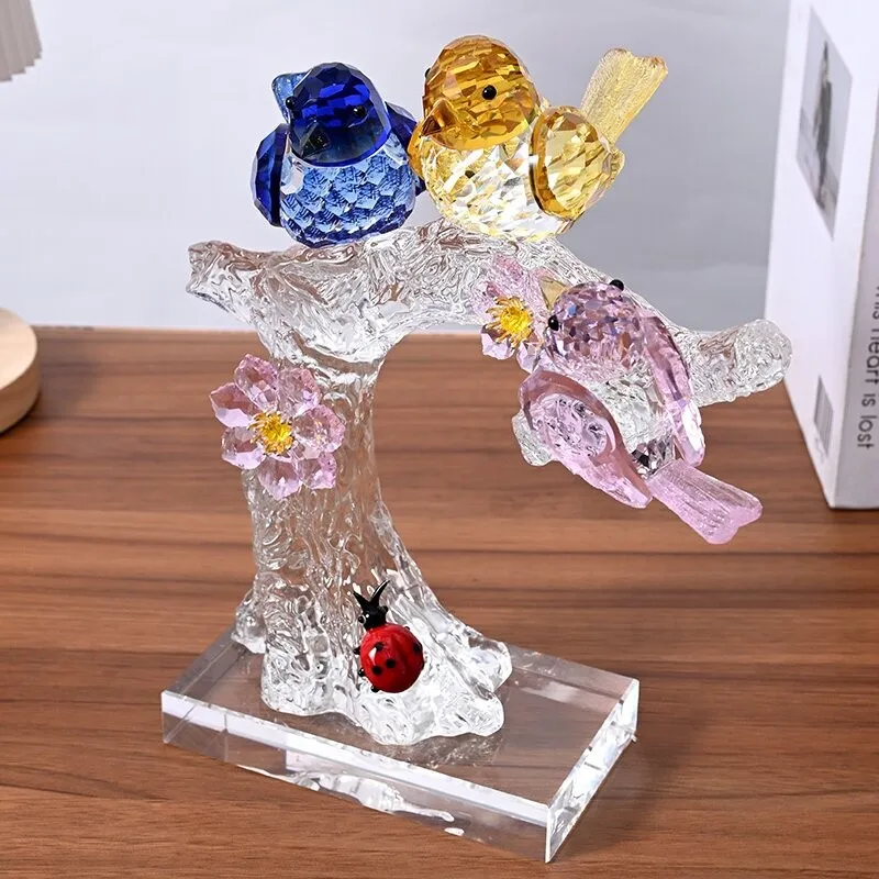Crystal glass handicrafts magpie bird ornament living room bedroom home decoration high-end wedding gifts move to a new home