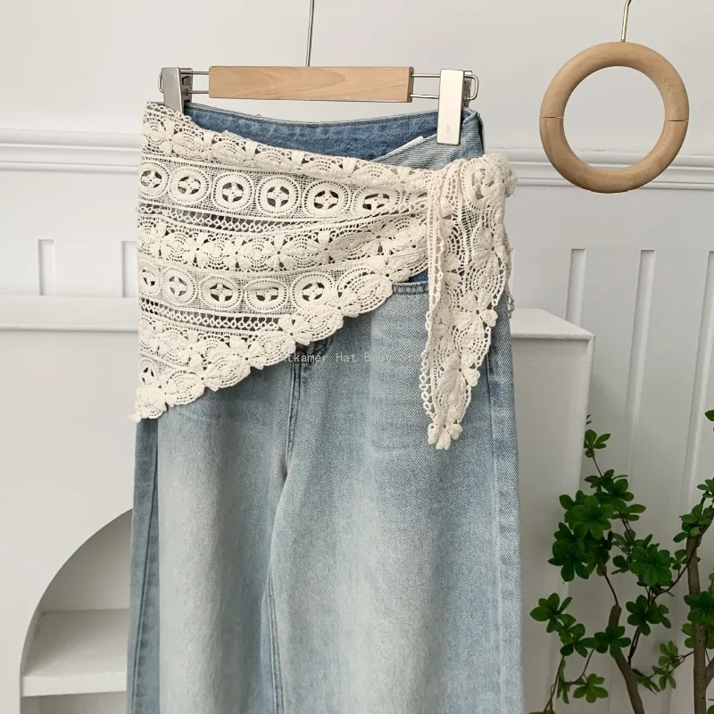 

Fake Collar Lace Shawl White Cloak Lace Triangle Scarf Clothes Decoration Hip Scarf Women Headscarf Headband Tied Hair