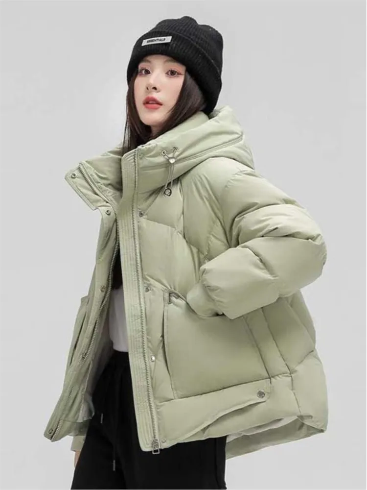 2025 신상 패션 루즈 따뜻한 두꺼운 코트 여성 캐주얼 코튼 후드 파카 코트