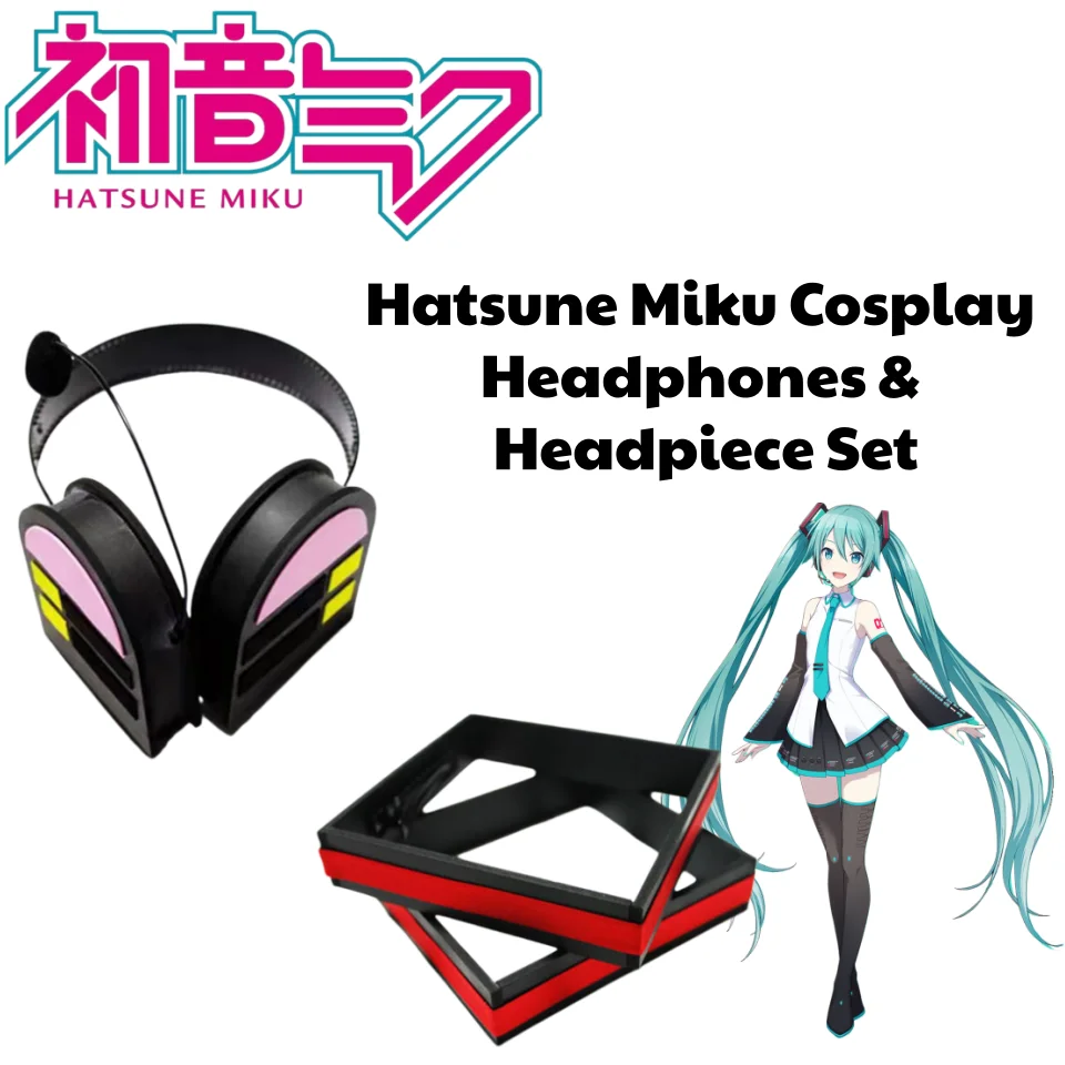 初音ミク-コスプレ-ヘッドフォン＆ヘッドピースセット-アニメ-vocaloid-コスチュームアクセサリー-ハロウィン-クリスマス-誕生日プレゼント用