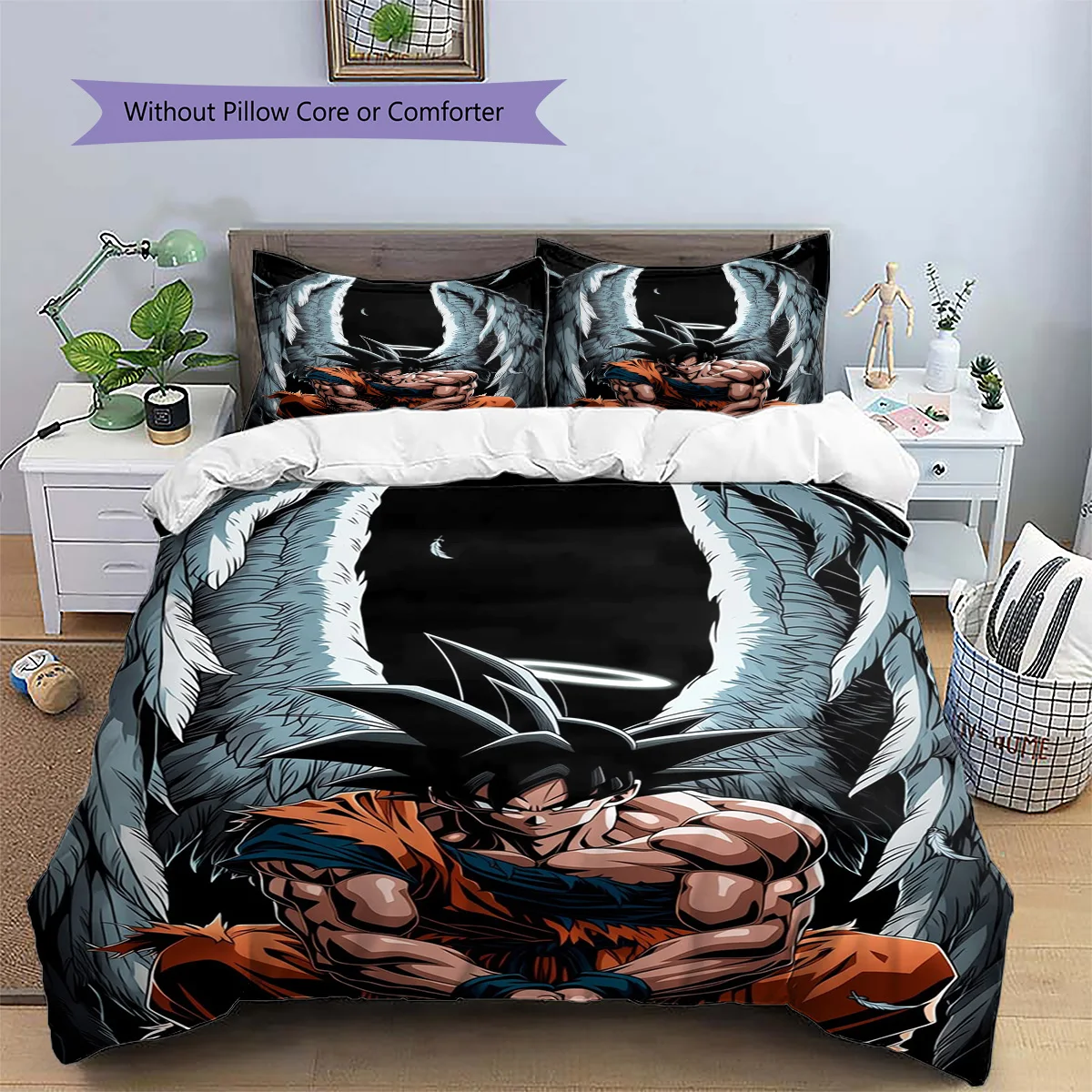 Goku Patterned Pillowcase & Duvet Cover Set Anime Fan Favorite Bedding for Bedroom Decor Nice Present for Enthusiasts.-TING