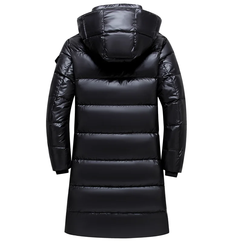 2023 New Winter Men's Down Jacket Long Thicken Warm 90% White Duck Coat Men Puffer Hooded Parka Black Outwear