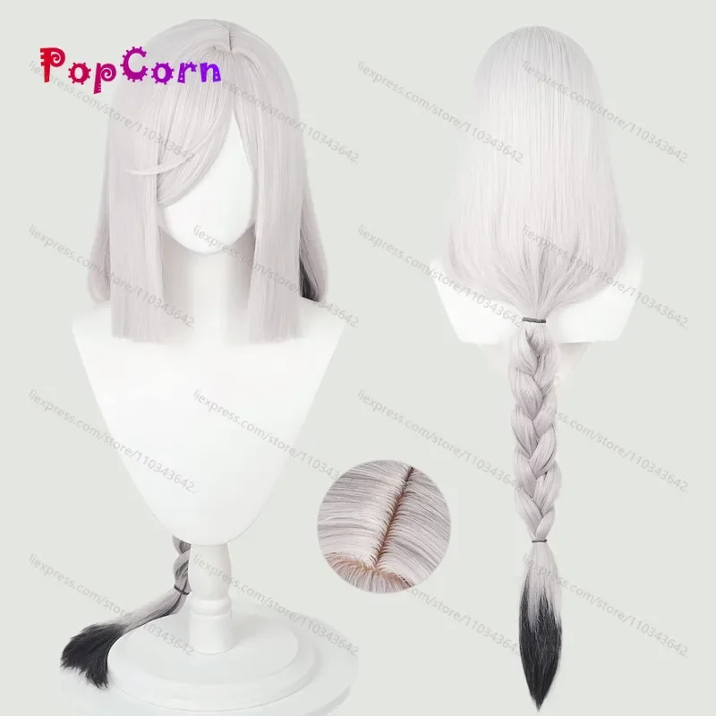 Shenhe Cosplay Wig Pre Braided 95cm Sliver White Gray Wig Cosplay Anime Cosplay Wig Heat Resistant Synthetic Wigs