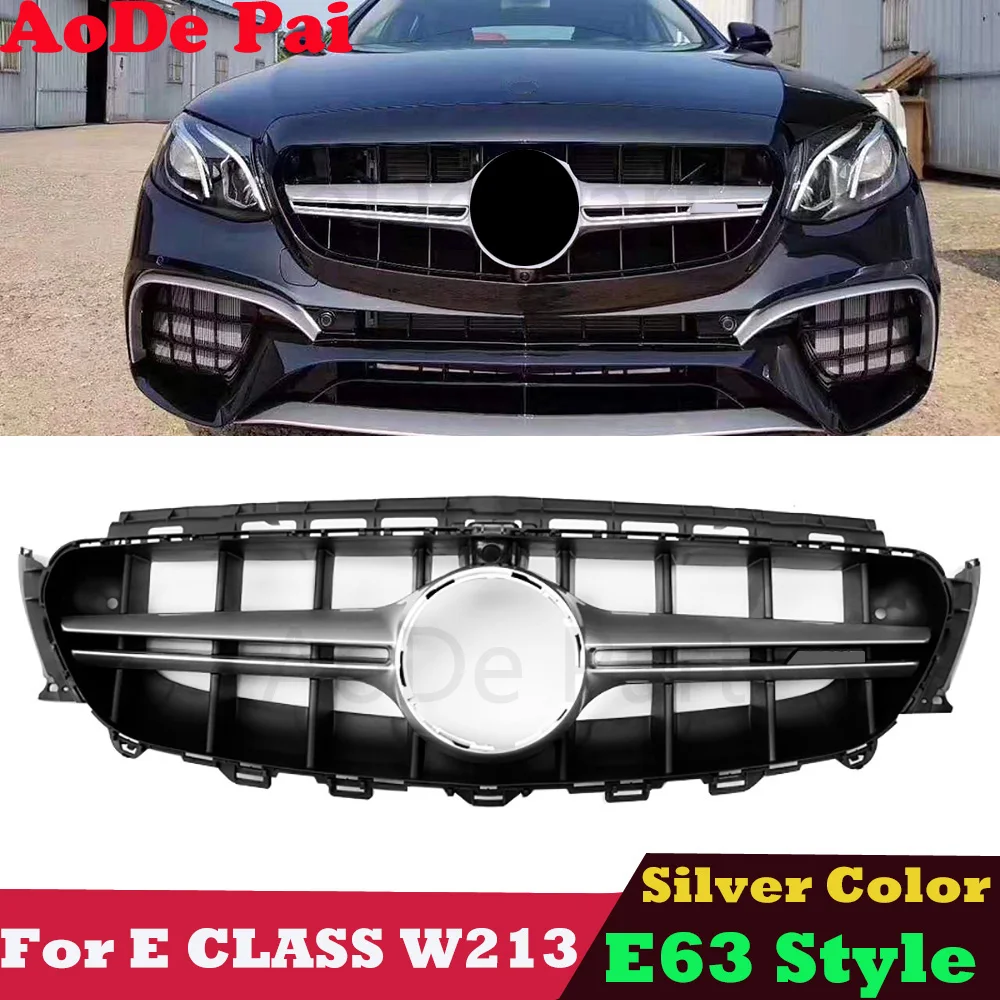 

E63 Style Front Grille Grill Hood for Mercedes E class W238 A238 W213 2016-2020 Black & Silver E300 E350 E400 E450