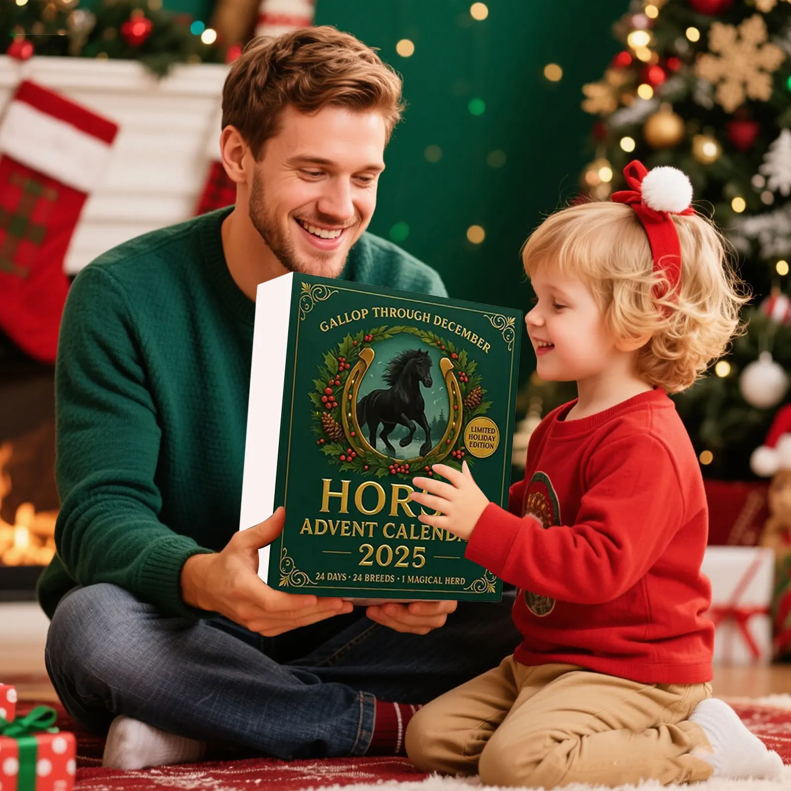 Juguetes para niños, calendario de Adviento de caballo plano 2d, calendarios de cuenta atrás de Navidad 2025, con 24 figuras de caballos únicas para decoración del hogar